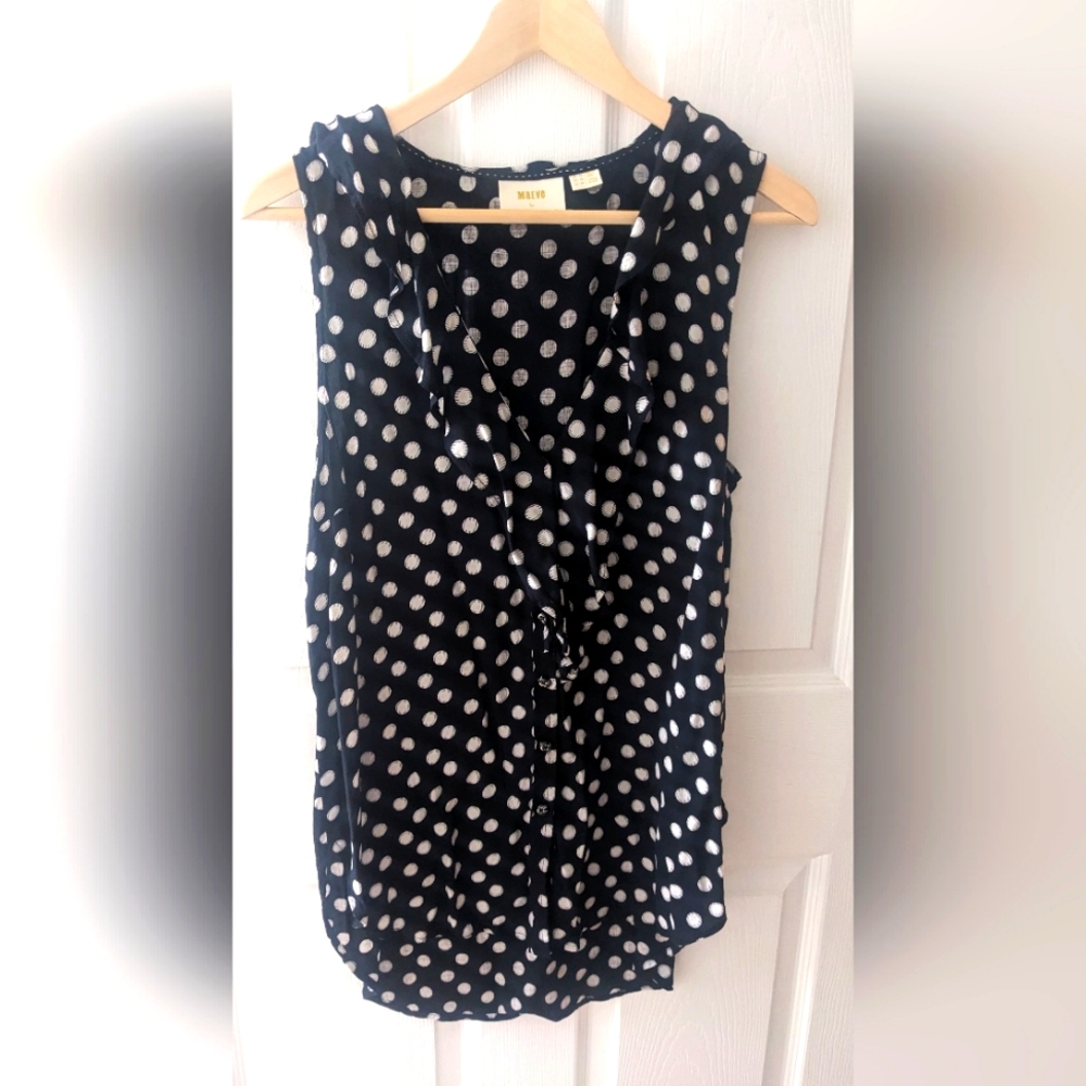 MAEVE Polka Dot Sleeveless Top